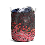 Essendon Bombers ANZAC Day Laundry Basket Indigenous Dot Art with Poppy Flower Tribute