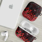 Essendon Bombers ANZAC Day AirPods Case Indigenous Dot Art with Poppy Flower Tribute