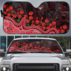 Essendon Bombers ANZAC Day Auto Sun Shade Indigenous Dot Art with Poppy Flower Tribute