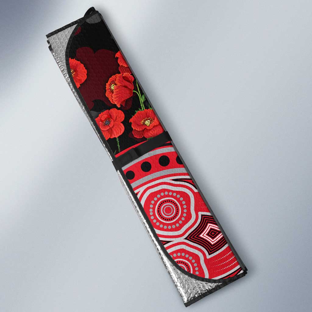 Essendon Bombers ANZAC Day Auto Sun Shade Indigenous Dot Art with Poppy Flower Tribute