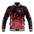 Essendon Bombers ANZAC Day Baseball Jacket Indigenous Dot Art with Poppy Flower Tribute