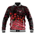 Essendon Bombers ANZAC Day Baseball Jacket Indigenous Dot Art with Poppy Flower Tribute