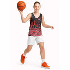 Essendon Bombers ANZAC Day Basketball Jersey Indigenous Dot Art with Poppy Flower Tribute