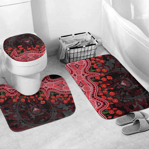 Essendon Bombers ANZAC Day Bathroom Set Indigenous Dot Art with Poppy Flower Tribute