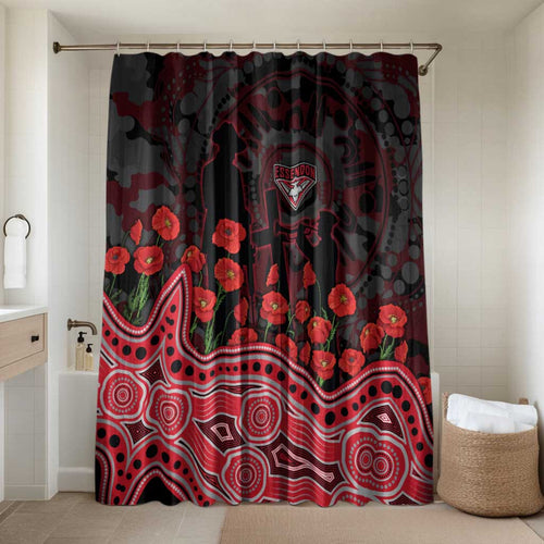 Essendon Bombers ANZAC Day Bathroom Set Indigenous Dot Art with Poppy Flower Tribute