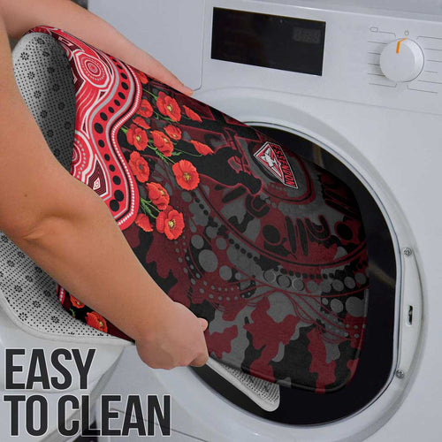 Essendon Bombers ANZAC Day Bathroom Set Indigenous Dot Art with Poppy Flower Tribute