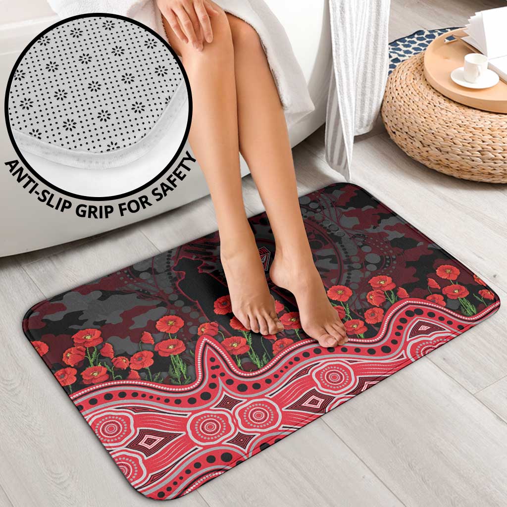 Essendon Bombers ANZAC Day Bathroom Set Indigenous Dot Art with Poppy Flower Tribute