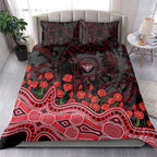 Essendon Bombers ANZAC Day Bedding Set Indigenous Dot Art with Poppy Flower Tribute