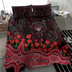 Essendon Bombers ANZAC Day Bedding Set Indigenous Dot Art with Poppy Flower Tribute
