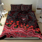 Essendon Bombers ANZAC Day Bedding Set Indigenous Dot Art with Poppy Flower Tribute