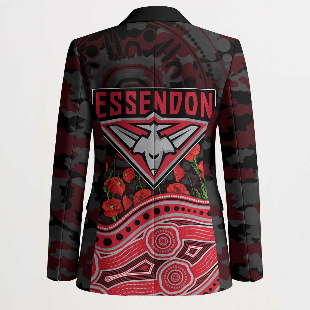 Essendon Bombers ANZAC Day Blazer Indigenous Dot Art with Poppy Flower Tribute