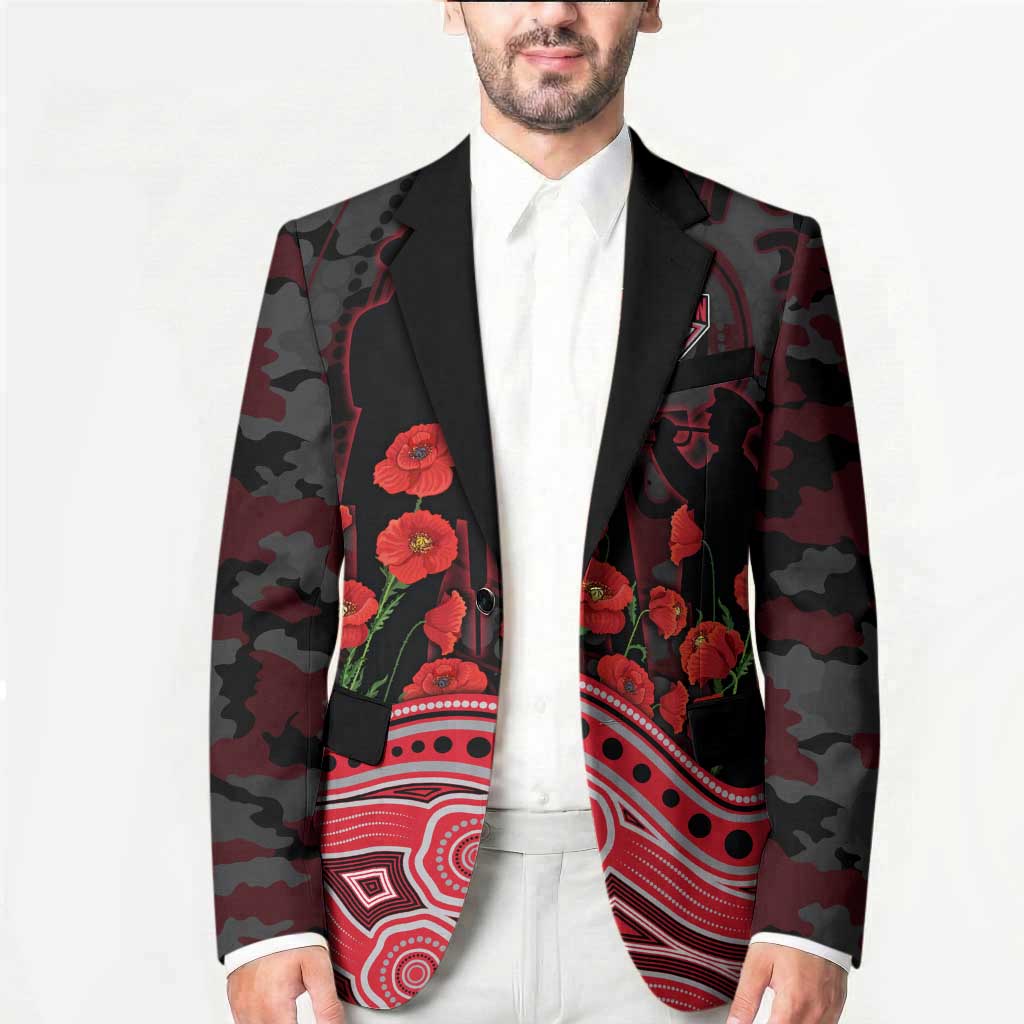 Essendon Bombers ANZAC Day Blazer Indigenous Dot Art with Poppy Flower Tribute