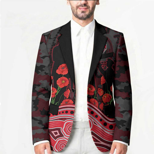 Essendon Bombers ANZAC Day Blazer Indigenous Dot Art with Poppy Flower Tribute