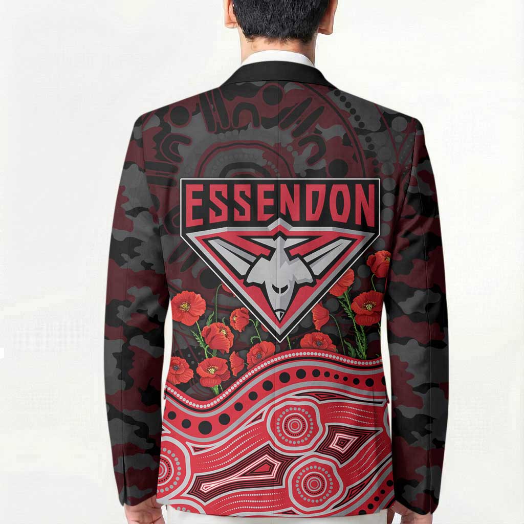 Essendon Bombers ANZAC Day Blazer Indigenous Dot Art with Poppy Flower Tribute
