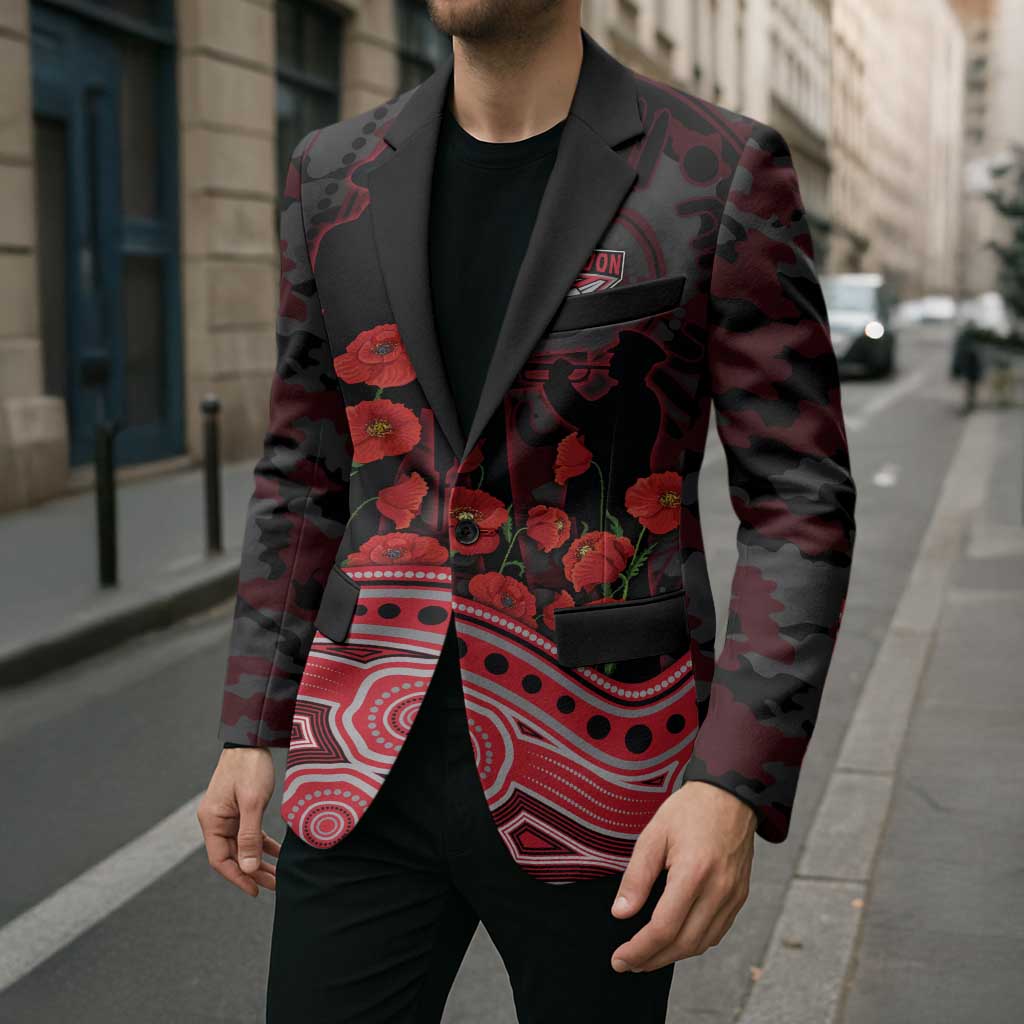 Essendon Bombers ANZAC Day Blazer Indigenous Dot Art with Poppy Flower Tribute