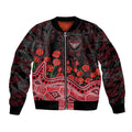 Essendon Bombers ANZAC Day Bomber Jacket Indigenous Dot Art with Poppy Flower Tribute