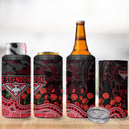 Essendon Bombers ANZAC Day 4 in 1 Can Cooler Tumbler Indigenous Dot Art with Poppy Flower Tribute