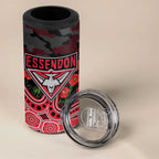 Essendon Bombers ANZAC Day 4 in 1 Can Cooler Tumbler Indigenous Dot Art with Poppy Flower Tribute