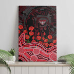 Essendon Bombers ANZAC Day Canvas Wall Art Indigenous Dot Art with Poppy Flower Tribute