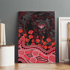 Essendon Bombers ANZAC Day Canvas Wall Art Indigenous Dot Art with Poppy Flower Tribute