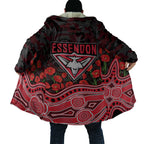 Essendon Bombers ANZAC Day Cloak Indigenous Dot Art with Poppy Flower Tribute