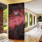 Essendon Bombers ANZAC Day Door Cover Indigenous Dot Art with Poppy Flower Tribute