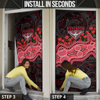Essendon Bombers ANZAC Day Door Cover Indigenous Dot Art with Poppy Flower Tribute