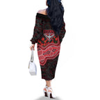 Essendon Bombers ANZAC Day Family Matching Off The Shoulder Long Sleeve Dress and Hawaiian Shirt Indigenous Dot Art with Poppy Flower Tribute
