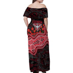 Essendon Bombers ANZAC Day Family Matching Off Shoulder Maxi Dress and Hawaiian Shirt Indigenous Dot Art with Poppy Flower Tribute
