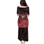 Essendon Bombers ANZAC Day Family Matching Puletasi and Hawaiian Shirt Indigenous Dot Art with Poppy Flower Tribute