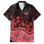 Essendon Bombers ANZAC Day Family Matching Summer Maxi Dress and Hawaiian Shirt Indigenous Dot Art with Poppy Flower Tribute