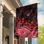 Essendon Bombers ANZAC Day Garden Flag Indigenous Dot Art with Poppy Flower Tribute