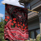 Essendon Bombers ANZAC Day Garden Flag Indigenous Dot Art with Poppy Flower Tribute