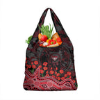 Essendon Bombers ANZAC Day Grocery Bag Indigenous Dot Art with Poppy Flower Tribute