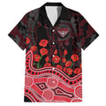 Essendon Bombers ANZAC Day Hawaiian Shirt Indigenous Dot Art with Poppy Flower Tribute