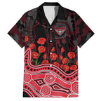 Essendon Bombers ANZAC Day Hawaiian Shirt Indigenous Dot Art with Poppy Flower Tribute