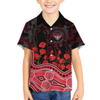 Essendon Bombers ANZAC Day Hawaiian Shirt Indigenous Dot Art with Poppy Flower Tribute