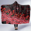 Essendon Bombers ANZAC Day Hooded Blanket Indigenous Dot Art with Poppy Flower Tribute