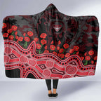 Essendon Bombers ANZAC Day Hooded Blanket Indigenous Dot Art with Poppy Flower Tribute