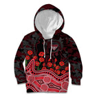 Essendon Bombers ANZAC Day Kid Hoodie Indigenous Dot Art with Poppy Flower Tribute