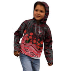Essendon Bombers ANZAC Day Kid Hoodie Indigenous Dot Art with Poppy Flower Tribute