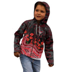 Essendon Bombers ANZAC Day Kid Hoodie Indigenous Dot Art with Poppy Flower Tribute