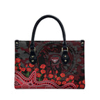 Essendon Bombers ANZAC Day Leather Bag Indigenous Dot Art with Poppy Flower Tribute