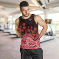 Essendon Bombers ANZAC Day Men Tank Top Indigenous Dot Art with Poppy Flower Tribute