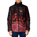 Essendon Bombers ANZAC Day Padded Jacket Indigenous Dot Art with Poppy Flower Tribute