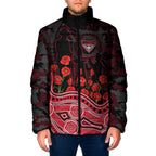 Essendon Bombers ANZAC Day Padded Jacket Indigenous Dot Art with Poppy Flower Tribute