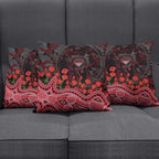 Essendon Bombers ANZAC Day Pillow Cover Indigenous Dot Art with Poppy Flower Tribute