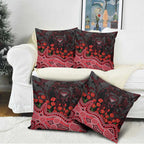 Essendon Bombers ANZAC Day Pillow Cover Indigenous Dot Art with Poppy Flower Tribute
