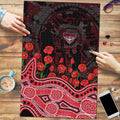 Essendon Bombers ANZAC Day Puzzle Indigenous Dot Art with Poppy Flower Tribute