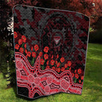 Essendon Bombers ANZAC Day Quilt Indigenous Dot Art with Poppy Flower Tribute